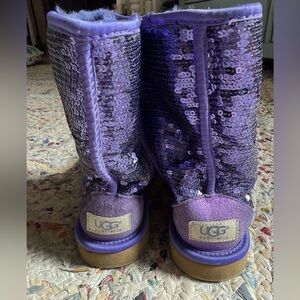 UGG Classic Sparkle Purple Sequin Pull On Boots‎ Limited Edition Women's 6/EU 37